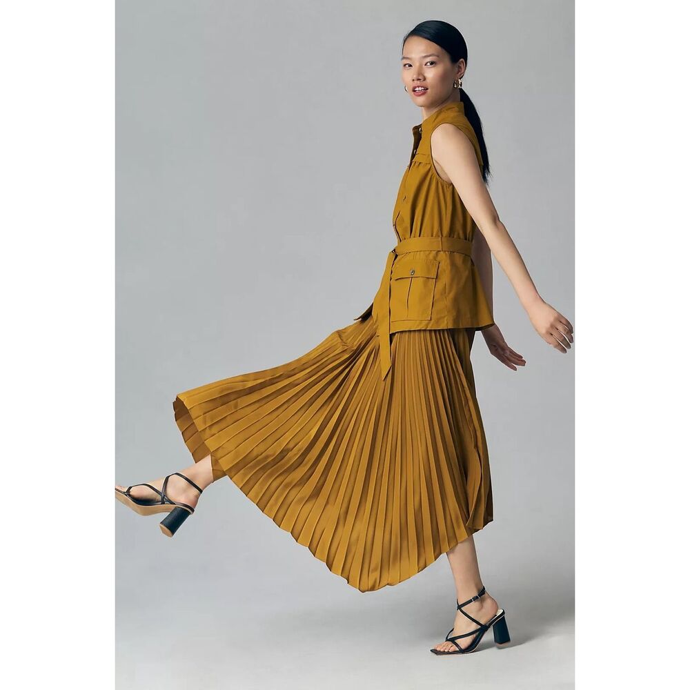 Anthropologie Pleated Sleeveless Midi Dress